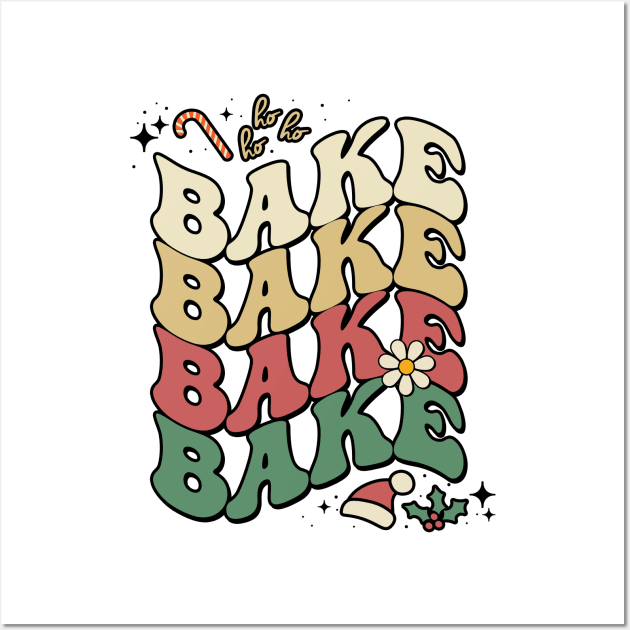 Retro Bake Christmas Wavy Words Aesthetic Wall Art by Way Down South